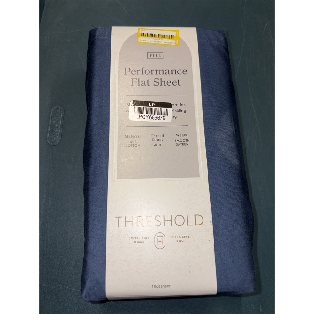 Full‎ 400 Thread Count Performance Flat Sheet Metallic Blue - Threshold: Cotton